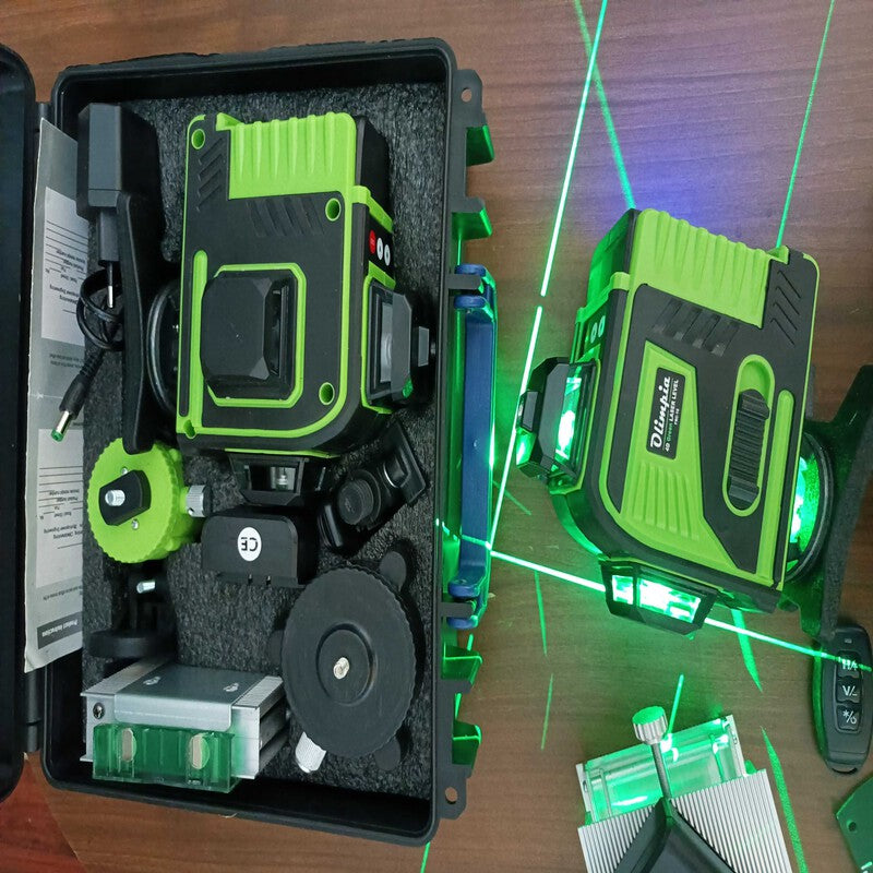 Nivela laser OLIMPIA 4D, 16 linii, laser verde, 2 baterii Nivela laser OLIMPIA 4D, 16 linii, laser verde, 2 baterii